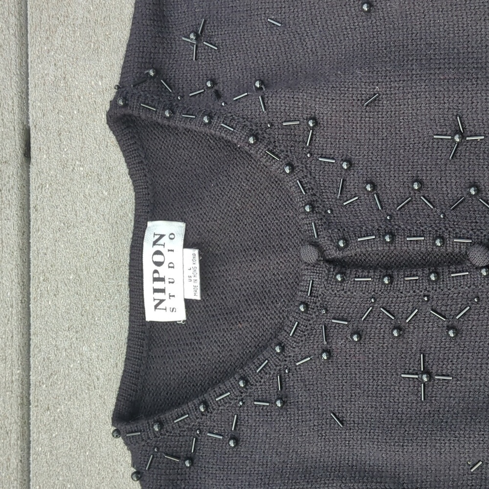 Vintage Nipon Studio Beaded Long 1/2 Button Cardi… - image 7